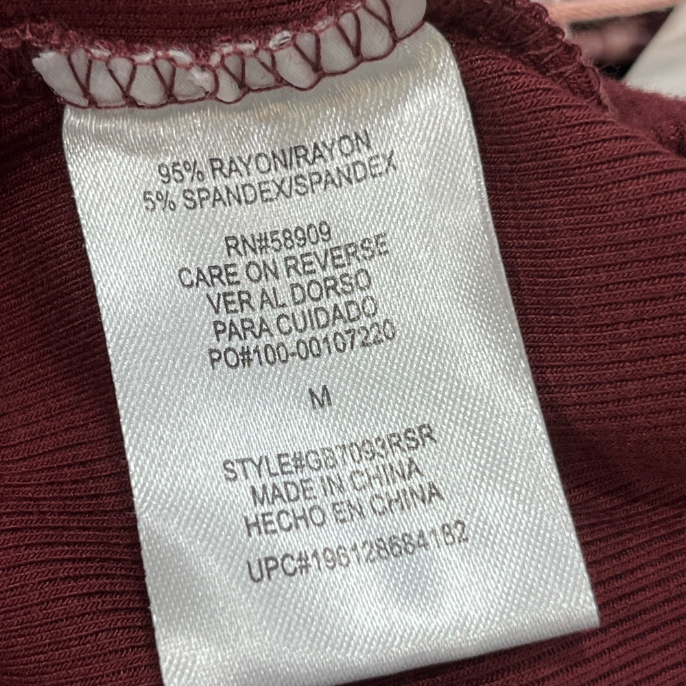 Gianni Bini Burgundy Ribbed Midi Dress Sleeveless Mock Neck Bodycon M - Picture 9 of 10